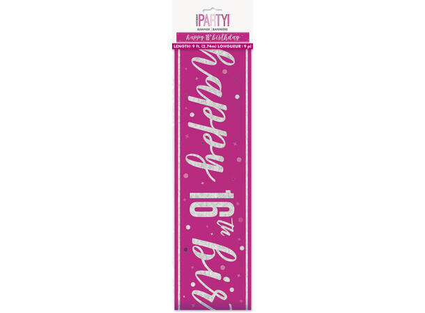 Rosa & Sølv Glitz - #16 1 Foliebanner - 2,9m