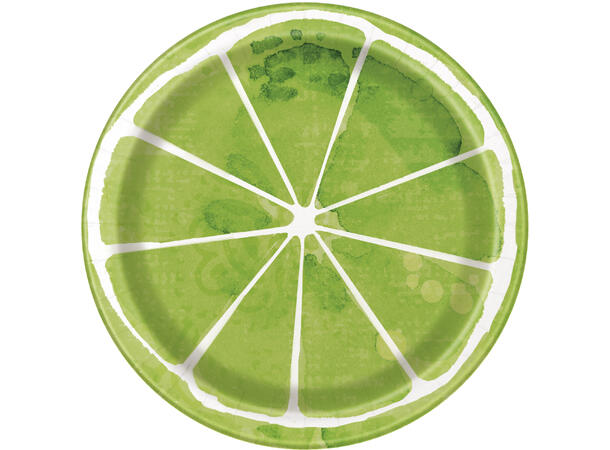 Summer Citrus - Limeskive 8 Runde tallerkener i papp - 18cm