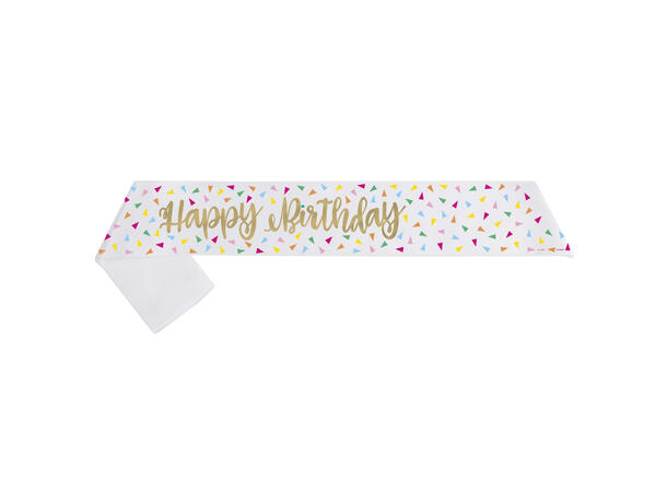 Triangle confetti - "Happy Birthday" 1 Ordensbånd i sateng