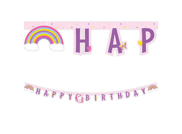 Unicorn Rainbow Colors 1 FSC - "Happy Birthday" - Leddbanner