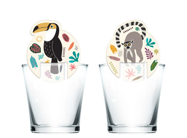 Zoo Party 6 Papirdekorasjoner til glass