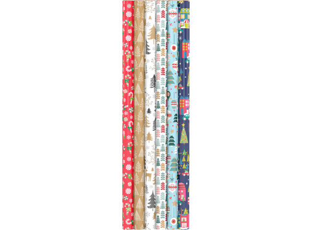 6 Assorterte gavepapir - Jul 1 display m/60 ruller - 70x200cm