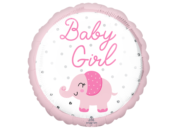 Baby Girl Elephant 1 Folieballong - Rund - 18" (43cm)
