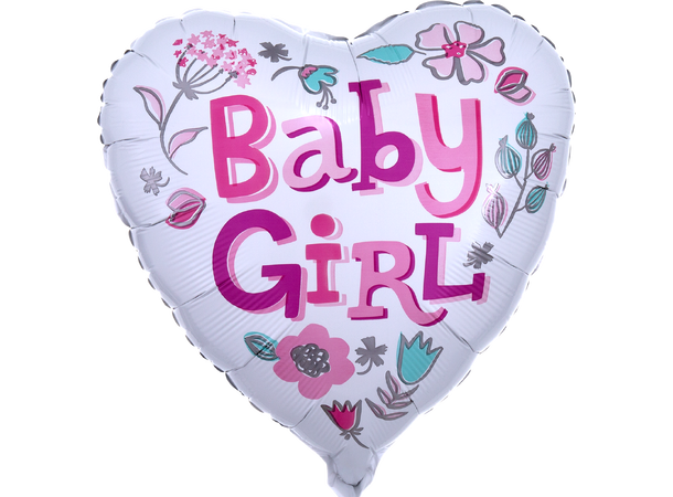 Baby Girl Heart 1 Folieballong - Hjerte - 18" (43cm)