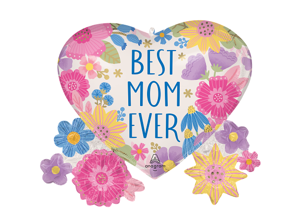 Best Mom Ever - Botanical Lines 1 Folieballong med form - 73x63cm