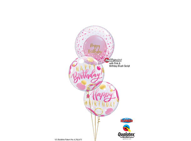 Birthday Brush Script - Diamond Clear 25 gummiballonger - 28cm (11")