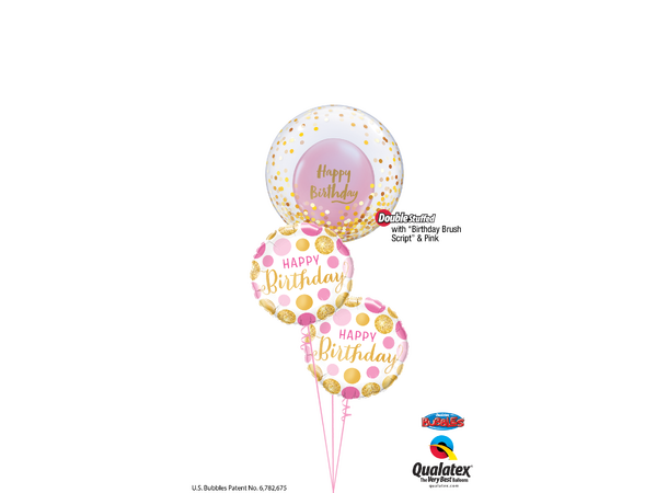 Birthday Brush Script - Diamond Clear 25 gummiballonger - 28cm (11")