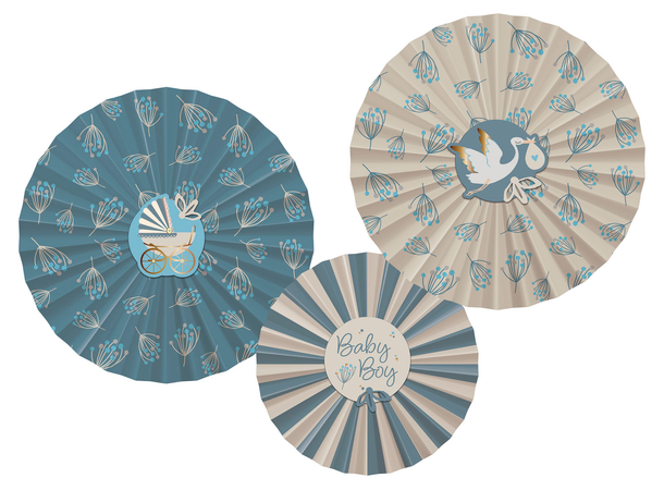 Blooming Baby Boy 3 Papirvifter i papir - 35cm/25cm