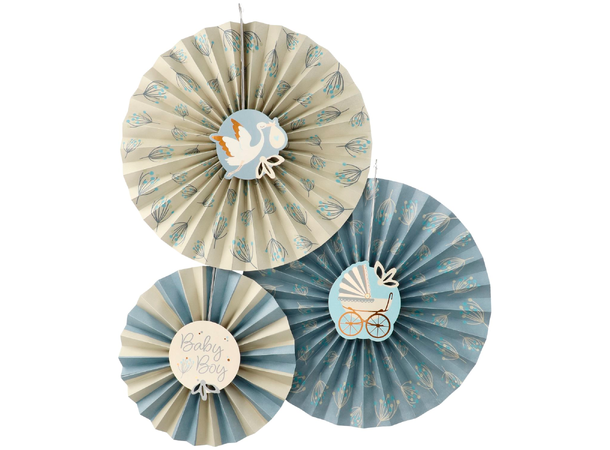 Blooming Baby Boy 3 Papirvifter i papir - 35cm/25cm 