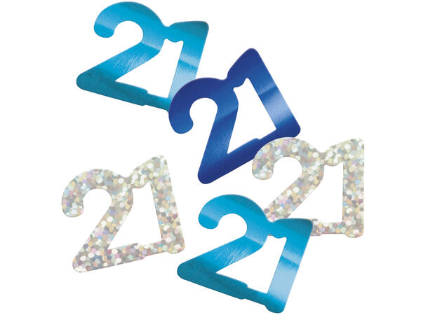 Blå & Sølv Glitz - #21 1 Pose Bordkonfetti - 14g