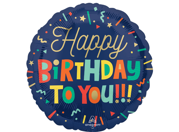 Bright Birthday Blocks 1 Folieballong - Rund - 18" (43cm)