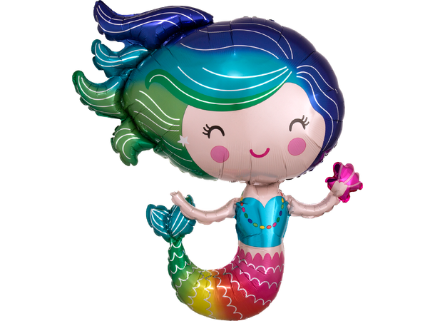 Colorful Mermaid 1 Stor folieballong med form - 73x76cm