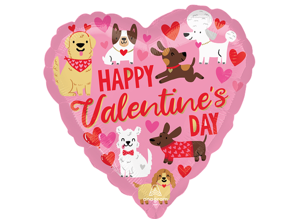 Doggone Cute Valentine 1 Folieballong - Rund - 18" (43cm)