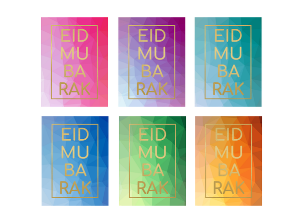 Eid Mubarak - Geometrisk 6 Takkekort i papir - 10x25cm