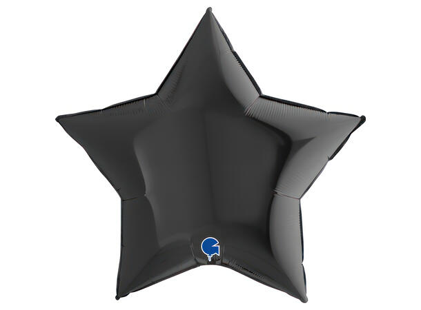 Ensfarget - Black 1 Folieballong - Stjerne - 36" (91cm)
