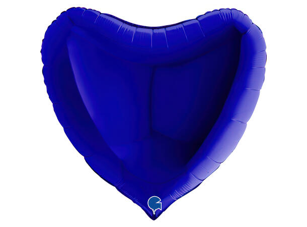 Ensfarget - Blue Capri 1 Folieballong - Hjerte - 36" (91cm)