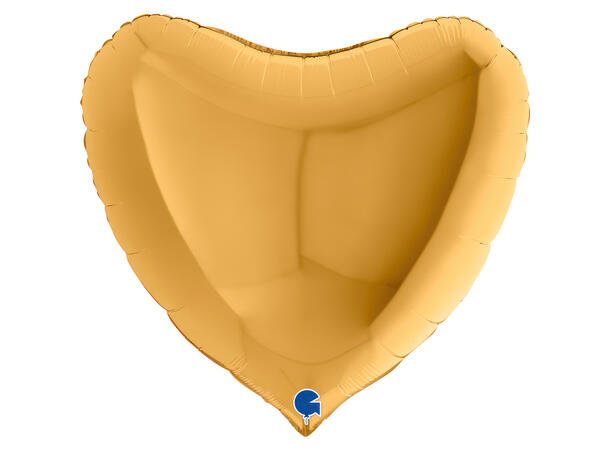 Ensfarget - Gold 1 Folieballong - Hjerte - 36" (91cm)
