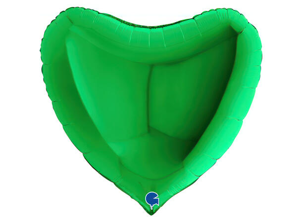 Ensfarget - Green 1 Folieballong - Hjerte - 36" (91cm)