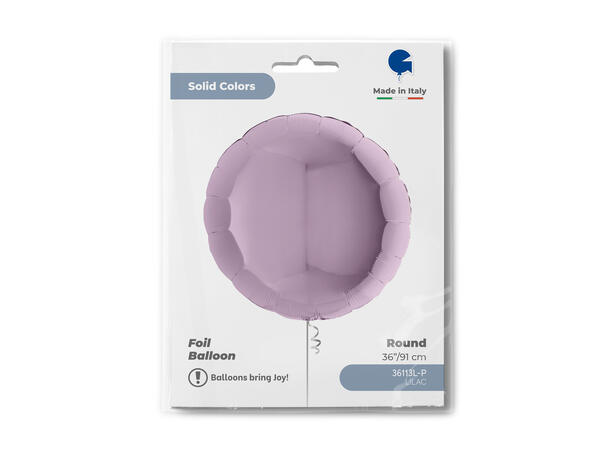 Ensfarget - Lilac 1 Folieballong - Rund - 36" (91cm)