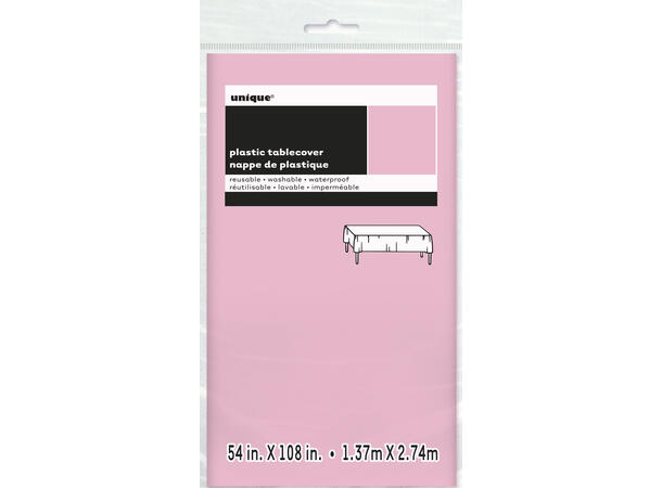 Ensfarget - Lys Rosa - Kompakt pakket 1 Plastikkduk firkantet - 137x214cm