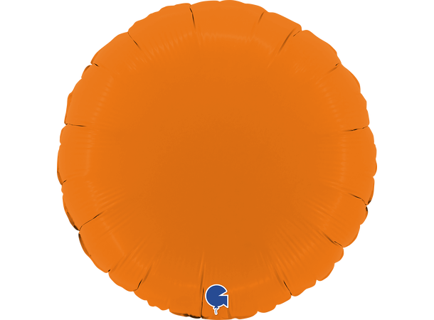 Ensfarget - Matte Orange 1 Folieballong - Rund - 18" (43cm)
