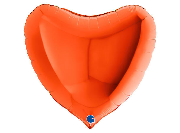 Ensfarget - Orange 1 Folieballong - Hjerte - 36" (91cm)