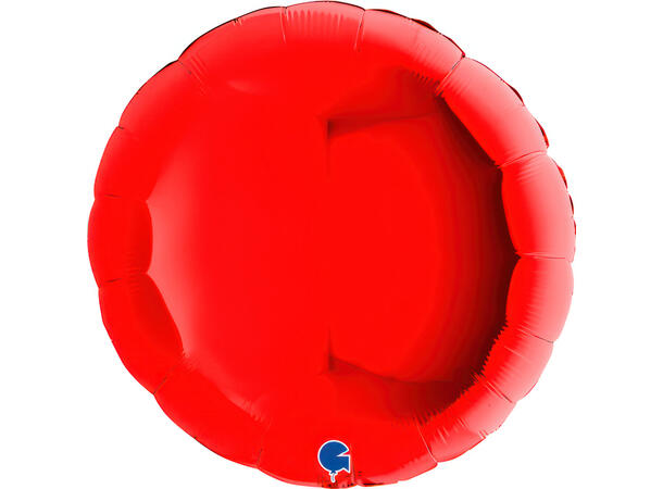Ensfarget - Red 1 Folieballong - Rund - 36" (91cm)