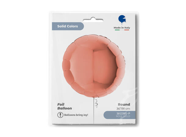 Ensfarget - Rose Gold 1 Folieballong - Rund - 36" (91cm)