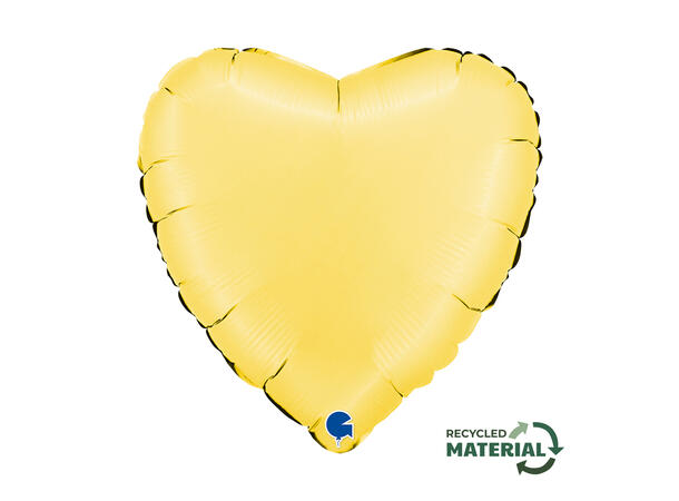 Ensfarget - Satin Banana Yellow 1 Folieballong - Hjerte - 18" (43cm) 