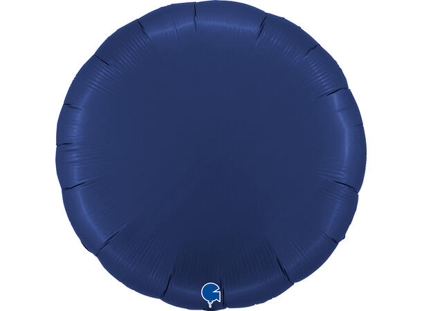 Ensfarget - Satin Blue Navy 1 Folieballong - Rund - 36" (91cm)