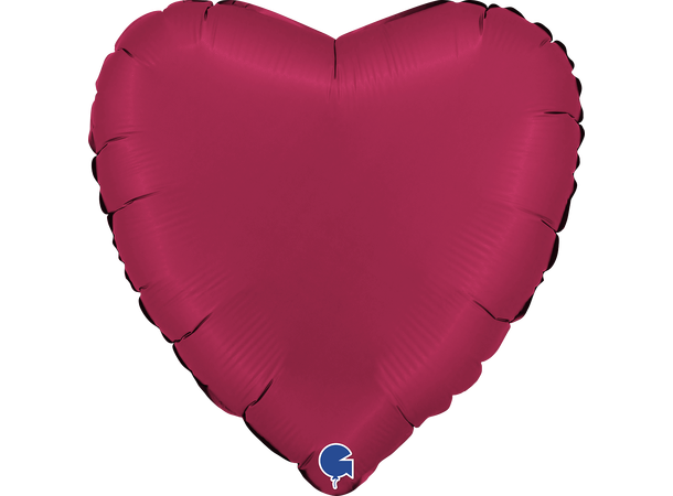 Ensfarget - Satin Cherry 1 Folieballong - Hjerte - 18" (43cm)