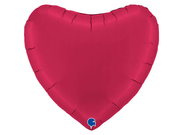 Ensfarget - Satin Cherry 1 Folieballong - Hjerte - 36" (91cm)