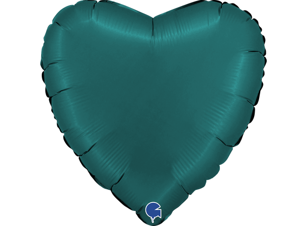 Ensfarget - Satin Emerald Green 1 Folieballong - Hjerte - 18" (43cm)
