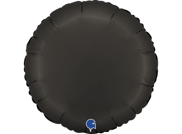 Ensfarget - Satin Fumé Black 1 Folieballong - Rund - 18" (43cm)
