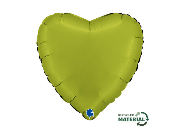 Ensfarget - Satin Matcha Latte 1 Folieballong - Hjerte - 18" (43cm)