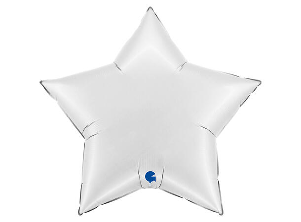Ensfarget - Satin White 1 Folieballong - Stjerne - 36" (91cm)