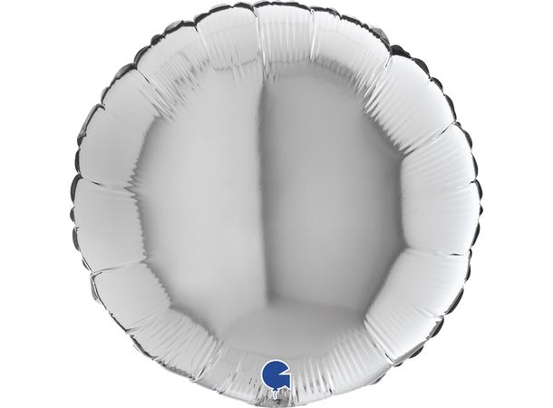 Ensfarget - Silver 1 Folieballong - Rund - 18" (43cm)