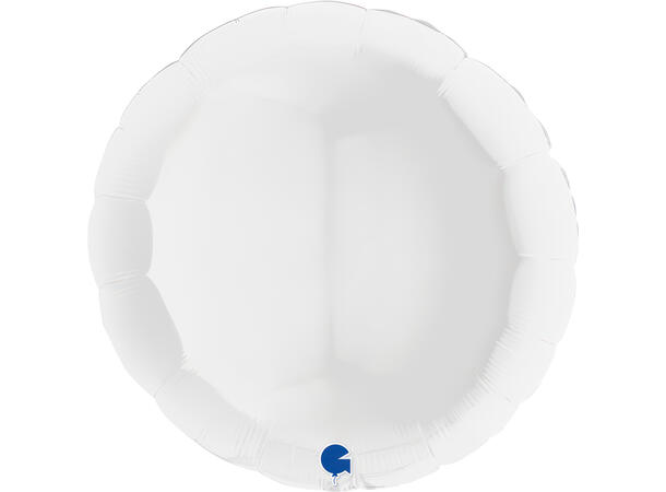 Ensfarget - White 1 Folieballong - Rund - 36" (91cm)