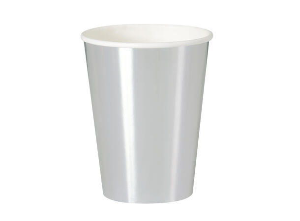 Ensfarget Sølv Metallic 8 Kopper i papp - 3,5dl