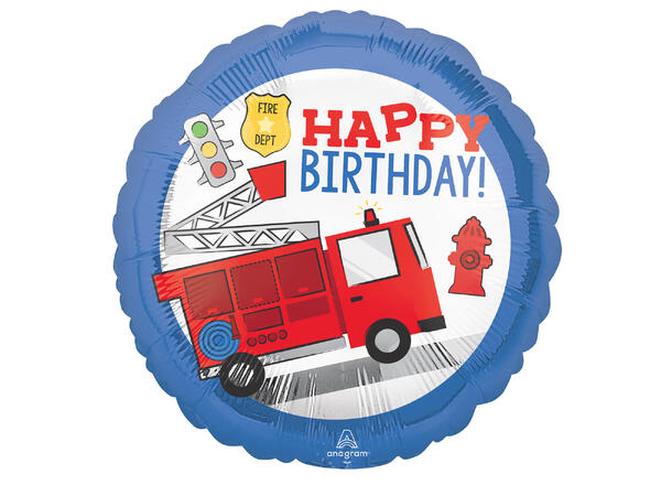 First Responder Happy Birthday 1 Folieballong - Rund - 18" (43cm)