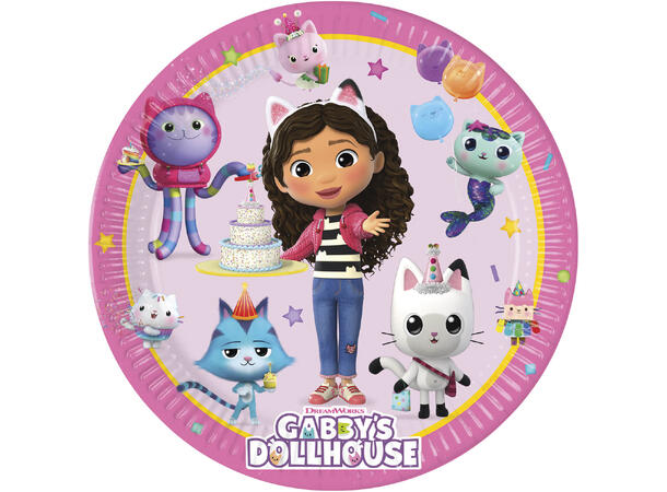 Gabbys Dollhouse 8 FSC Plastfrie tallerkener i papir-20cm