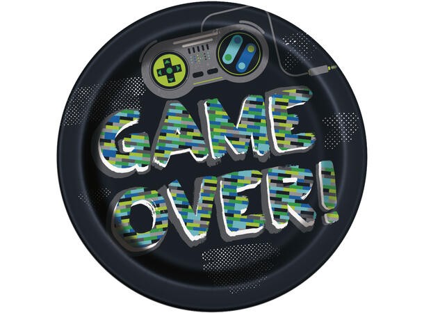 Gamer Birthday 8 Runde tallerkener i papp - 23cm