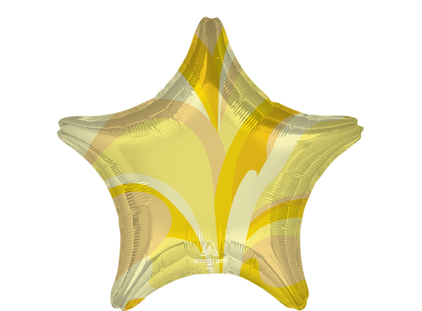 Gold Macro Marble 1 Folieballong - Stjerne - 19" (48cm)