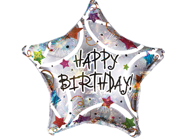Happy Birthday Stars 1 Folieballong stjerne - 19" (48cm)