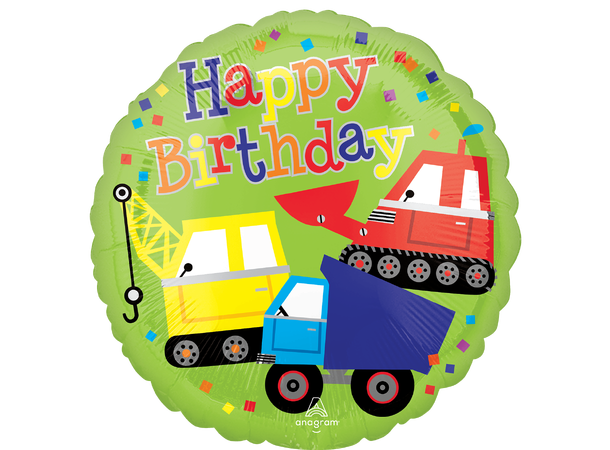 Happy Birthday Trucks 1 Folieballong - Rund - 18" (43cm)