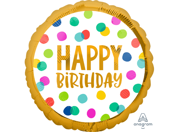 Happy Dots 1 Folieballong - Rund - 18" (43cm) 