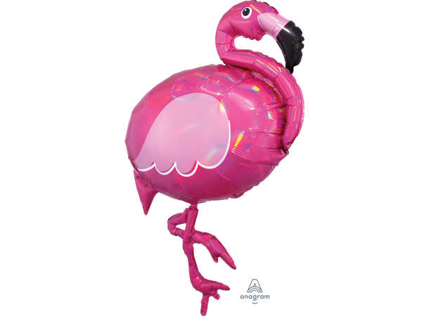 Iridescent Pink Flamingo 1 Stor folieballong med form - 71x83cm