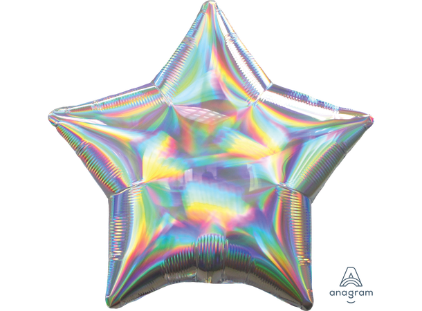 Iridescent Silver Star 1 Folieballong stjerne - 19" (48cm)