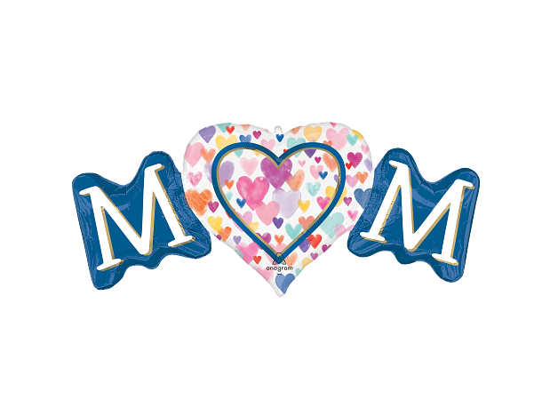 Mom Sprinkled Hearts 1 Folieballong med form - 101x45cm