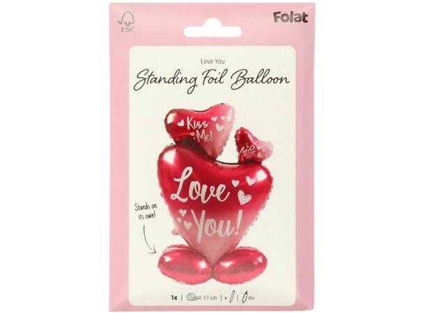 Ombre Love - 3 hjerter - stående ballong 1 Folieballong for luftfylling - 77cm